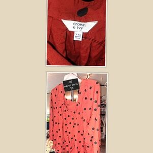 Red and Polka dot crown &ivy blouse button up